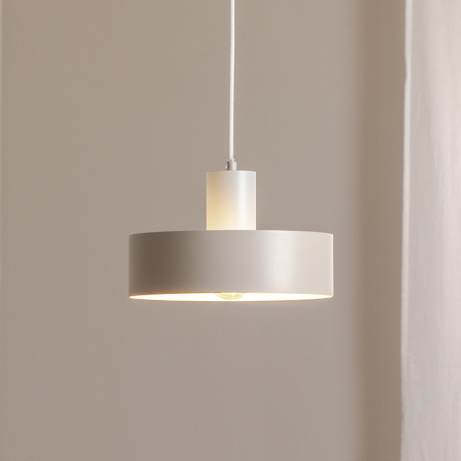 Hanglamp Rif M, taupe, 1-lamp, Ø 25 cm, staal